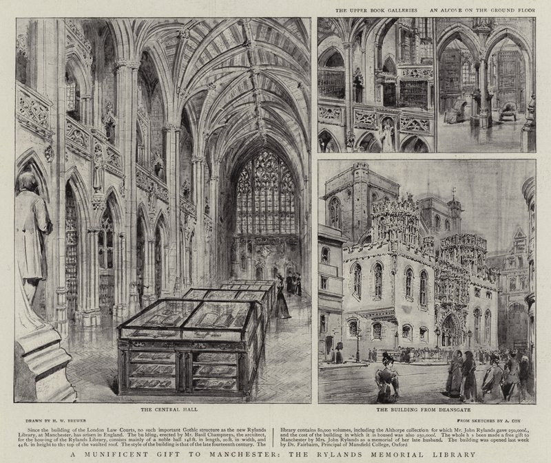 Een Royaal Geschenk aan Manchester, de Rylands Memorial Library door Henry William Brewer