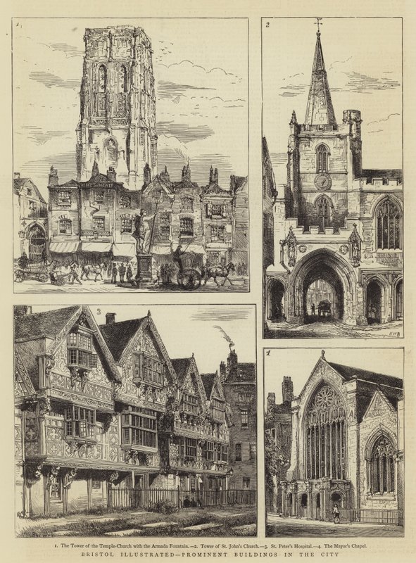 Bristol Geïllustreerd, prominente gebouwen in de stad door Henry William Brewer