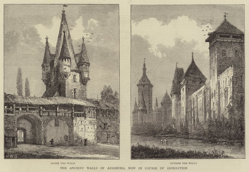 De Oude Muren van Augsburg, nu in Afbraak door Henry William Brewer
