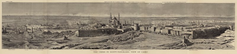 De crisis in Egypte, panoramisch uitzicht op Caïro door Henry William Brewer
