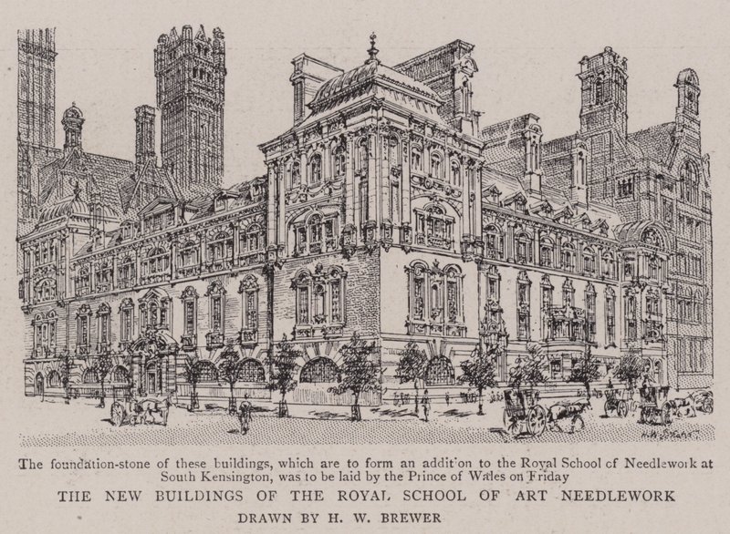 De Nieuwe Gebouwen van de Koninklijke School voor Kunstnaaldwerk door Henry William Brewer