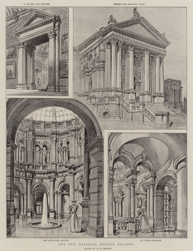 De Nieuwe Nationale Britse Galerie door Henry William Brewer