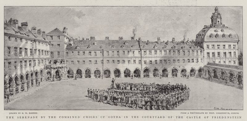 De Serenade door de Gecombineerde Koren van Gotha in de Binnenplaats van het Kasteel van Friedenstein door Henry William Brewer
