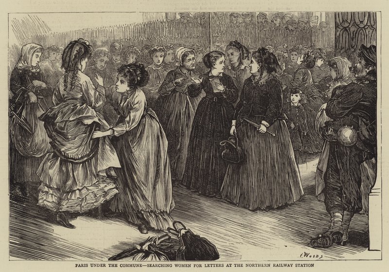 Parijs onder de Commune, vrouwen doorzoeken naar brieven op het Noordstation door Henry Woods