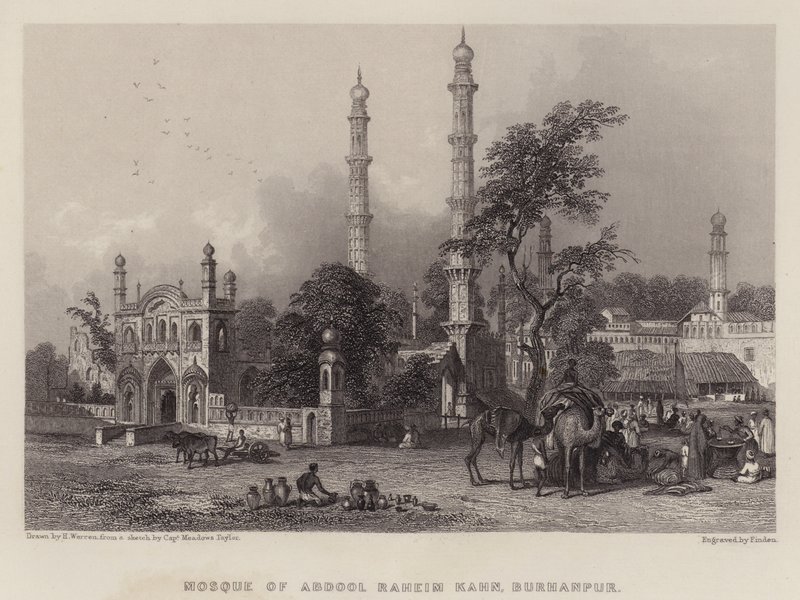 Moskee van Abdool Raheim Kahn, Burhanpur door Henry (after) Warren