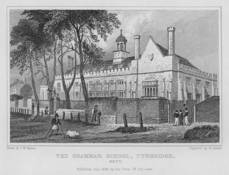 De Grammar School, Tunbridge, Kent (gravure) door Henry Adlard