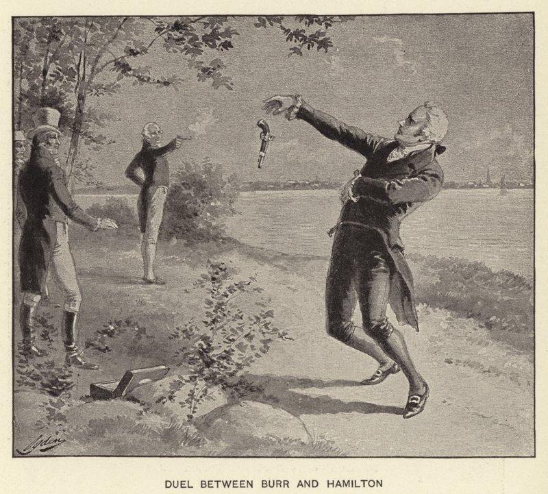 Duel tussen Burr en Hamilton door Henry Alexander (after) Ogden