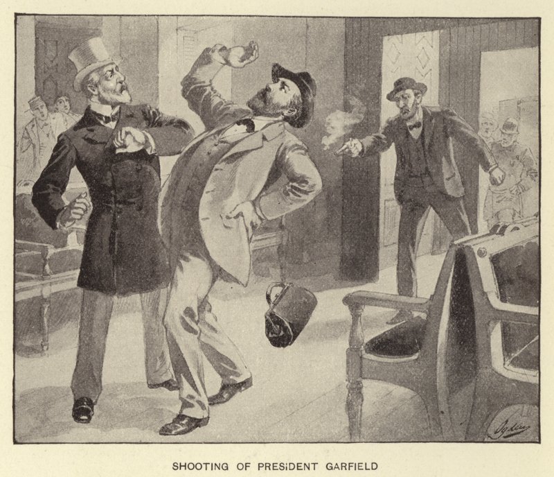 De moord op president Garfield door Henry Alexander (after) Ogden
