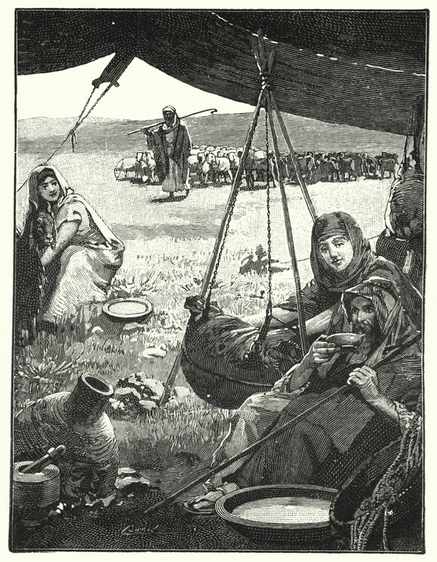 Tentleven in het Oosten, melk karnen door Henry Andrew Harper