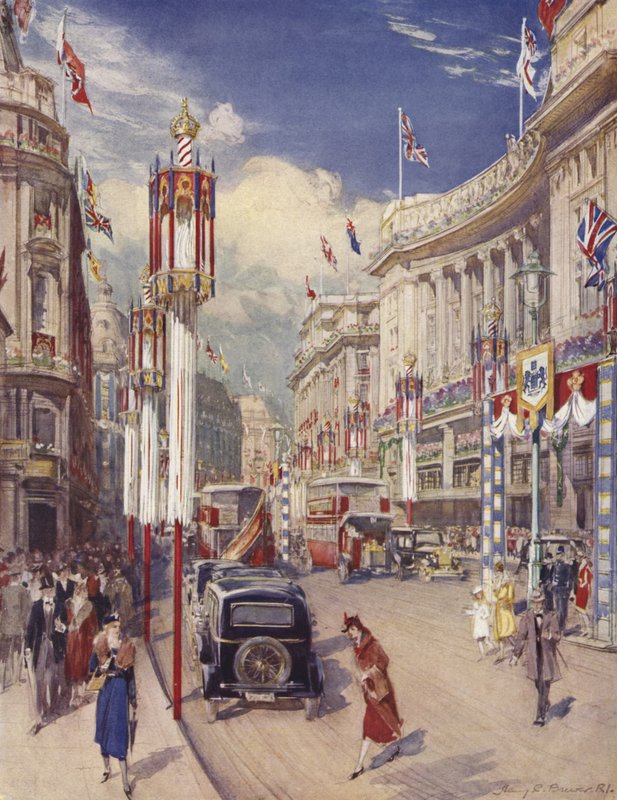 Regent Street richting Oxford Circus, Londen door Henry Charles Brewer
