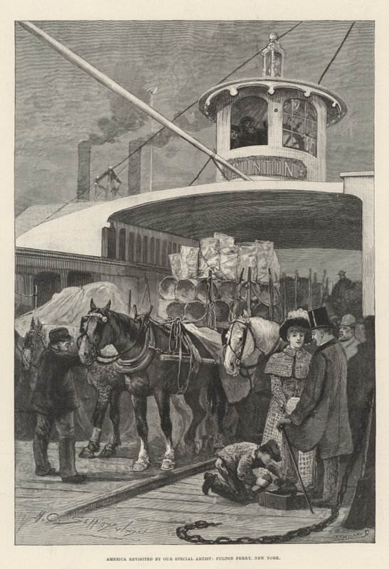 Amerika herbezocht door Onze Speciale Kunstenaar, Fulton Ferry, New York door Henry Charles Seppings Wright