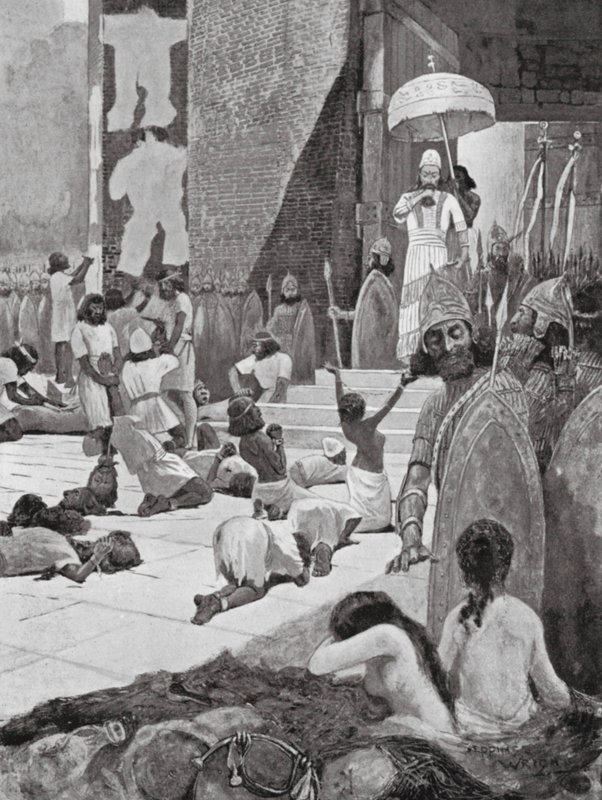 Ashur-nasir-pal en zijn krijgsgevangenen door Henry Charles Seppings Wright