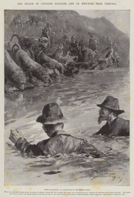 De ontsnapping van Kapiteins Haldane en Le Mesurier uit Pretoria door Henry Charles Seppings Wright