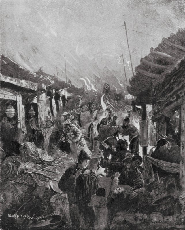 De plundering van Peking door de rebel Li door Henry Charles Seppings Wright