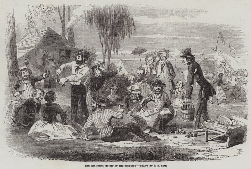 De Kerst Picknick bij de Goudmijnen door Henry George Hine