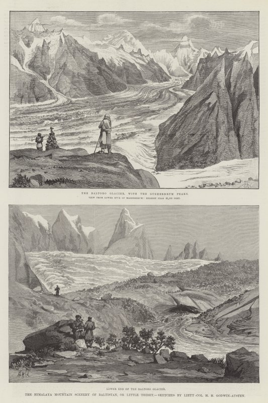 Het Himalaya berglandschap van Baltistan, of Klein Thibet door Henry Haversham Godwin Austen