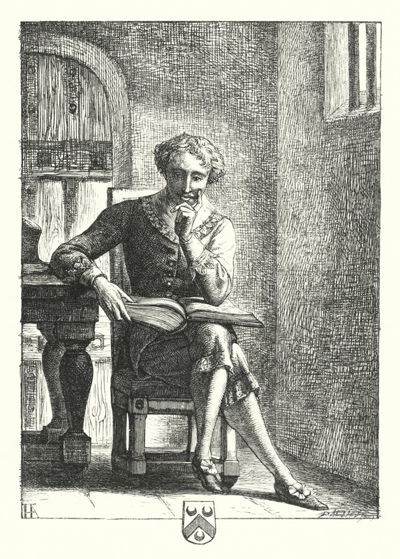 In de gevangenis (gravure) door Henry Hugh Armstead