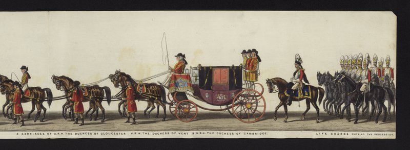 Deel van het panoramische uitzicht op de volledige begrafenisstoet van Arthur, hertog van Wellington door Henry Jr and Sala Alken