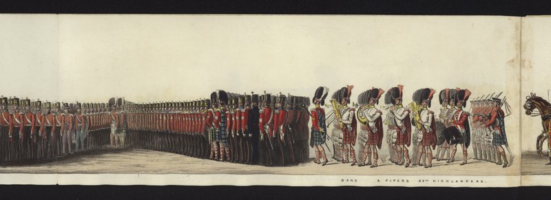 Deel van het panoramische uitzicht op de volledige begrafenisstoet van Arthur, hertog van Wellington door Henry Jr and Sala Alken