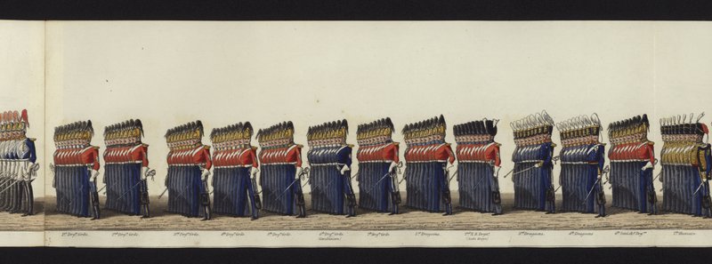 Deel van het panoramische uitzicht op de volledige begrafenisstoet van Arthur, hertog van Wellington door Henry Jr and Sala Alken