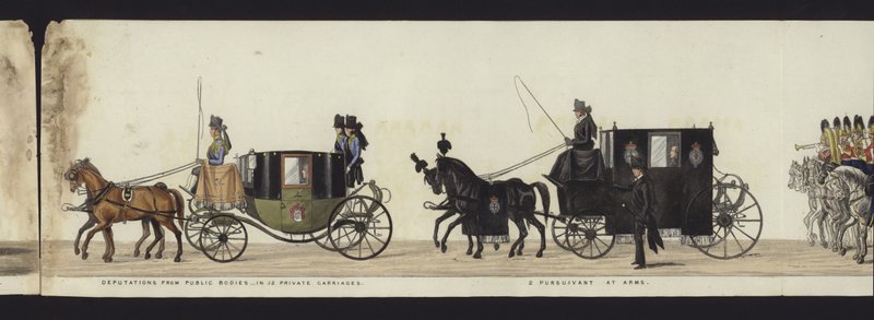 Deel van het panoramische uitzicht op de volledige begrafenisstoet van Arthur, hertog van Wellington door Henry Jr and Sala Alken