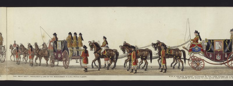 Deel van het panoramische uitzicht op de volledige begrafenisstoet van Arthur, hertog van Wellington door Henry Jr and Sala Alken