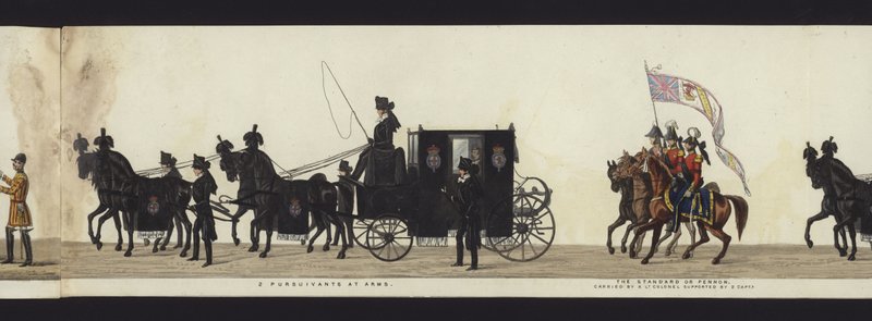 Deel van het panoramische uitzicht op de volledige begrafenisstoet van Arthur, hertog van Wellington door Henry Jr and Sala Alken