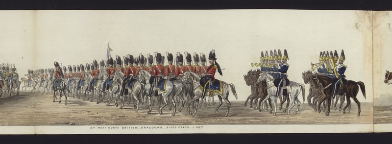 Deel van het panoramische uitzicht op de volledige begrafenisstoet van Arthur, hertog van Wellington door Henry Jr and Sala Alken