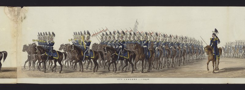 Deel van het panoramisch uitzicht op de volledige begrafenisstoet van Arthur, hertog van Wellington door Henry Jr and Sala Alken