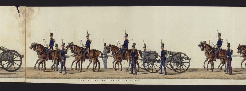 Deel van het panoramisch uitzicht op de volledige begrafenisstoet van Arthur, hertog van Wellington door Henry Jr and Sala Alken