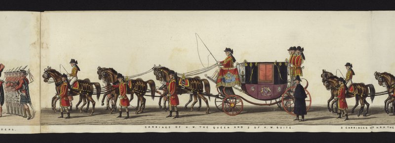 Deel van het panoramische uitzicht op de volledige begrafenisstoet van Arthur, Hertog van Wellington door Henry Jr and Sala George Augustus Alken