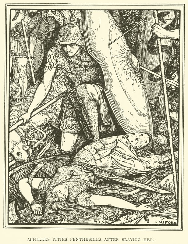Achilles heeft Medelijden met Penthesilea na haar te hebben Gedood door Henry Justice Ford