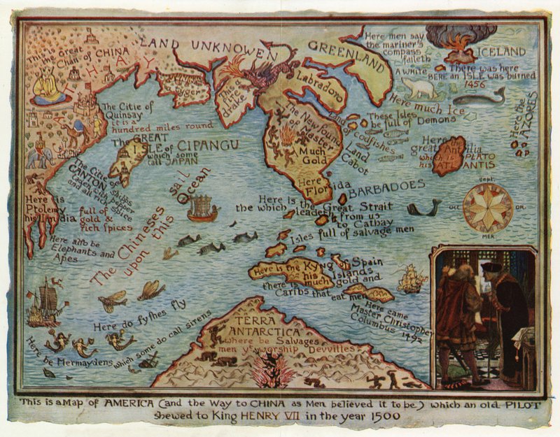 Een Denkbeeldige Kaart van Amerika, 1500 door Henry Justice Ford