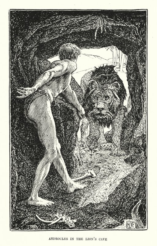 Androcles in de leeuwenkuil (gravure) door Henry Justice Ford