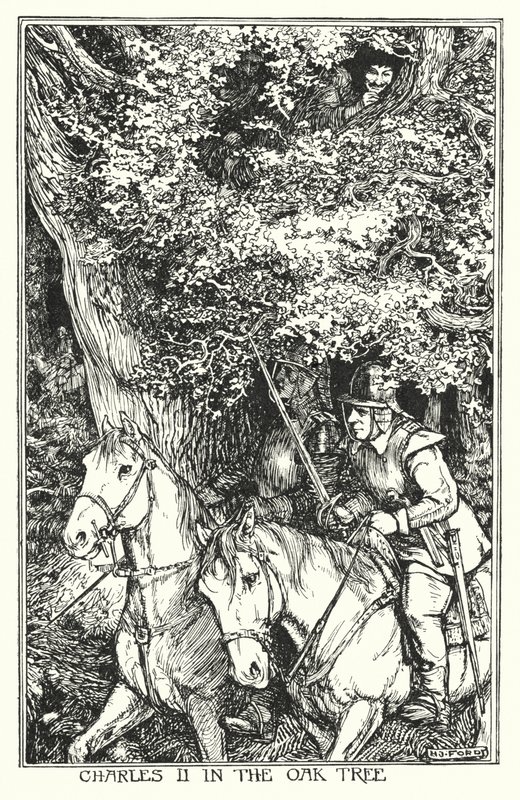 Karel II in de eik door Henry Justice Ford