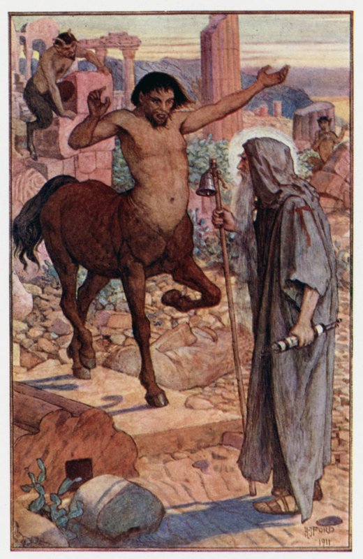 Hoe Sint Antonius een centaur en een satyr ontmoette door Henry Justice Ford
