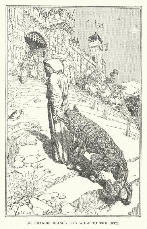 St. Franciscus brengt de wolf naar de stad door Henry Justice Ford