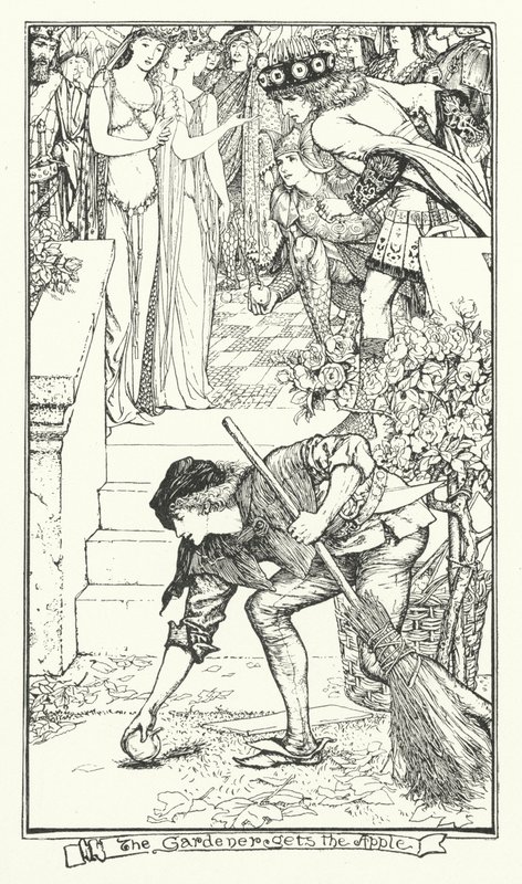 De tuinman krijgt de appel (gravure) door Henry Justice Ford