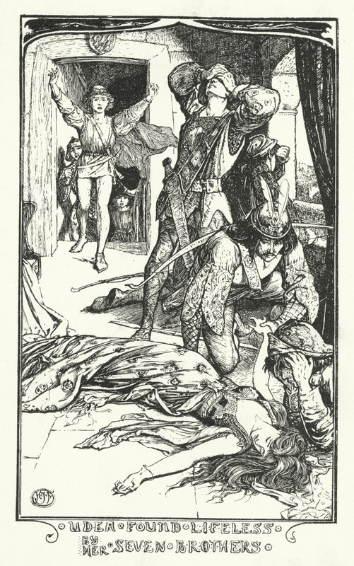 Udea Levensloos Gevonden door Haar Zeven Broers (gravure) door Henry Justice Ford