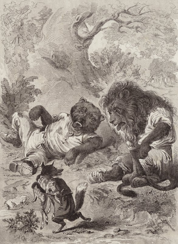 De Fabels van Aesopus: De Leeuw, de Beer en de Vos door Henry Louis Stephens