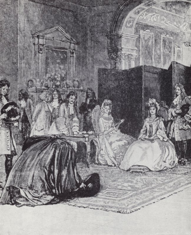 Bisschop Burnet kondigt de troonsbestijging van koningin Anne aan door Henry Marriott (after) Paget