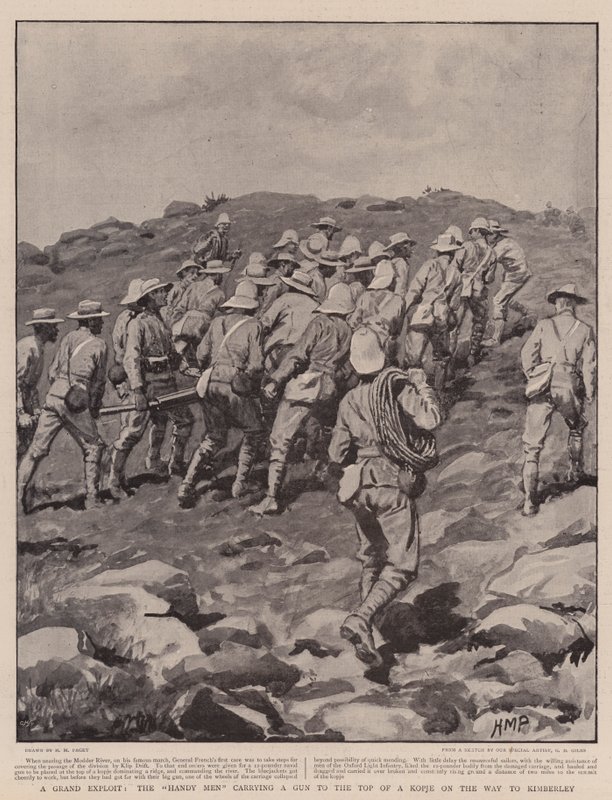 Een groot exploit, de handige mannen dragen een kanon naar de top van Kopje op weg naar Kimberley door Henry Marriott Paget
