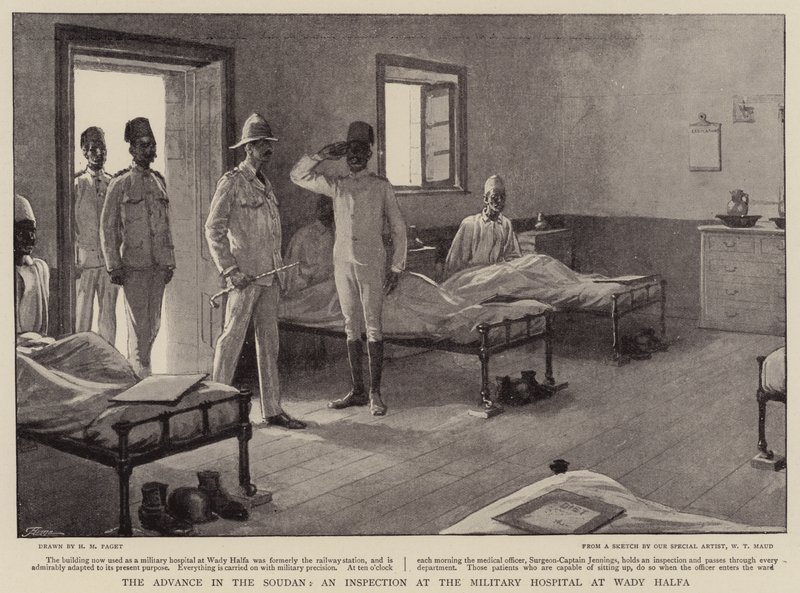 De Vooruitgang in de Soedan, een Inspectie in het Militair Hospitaal in Wady Halfa door Henry Marriott Paget