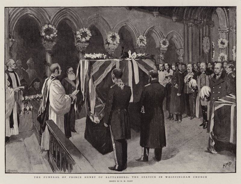 De begrafenis van prins Hendrik van Battenberg, de dienst in de kerk van Whippingham door Henry Marriott Paget