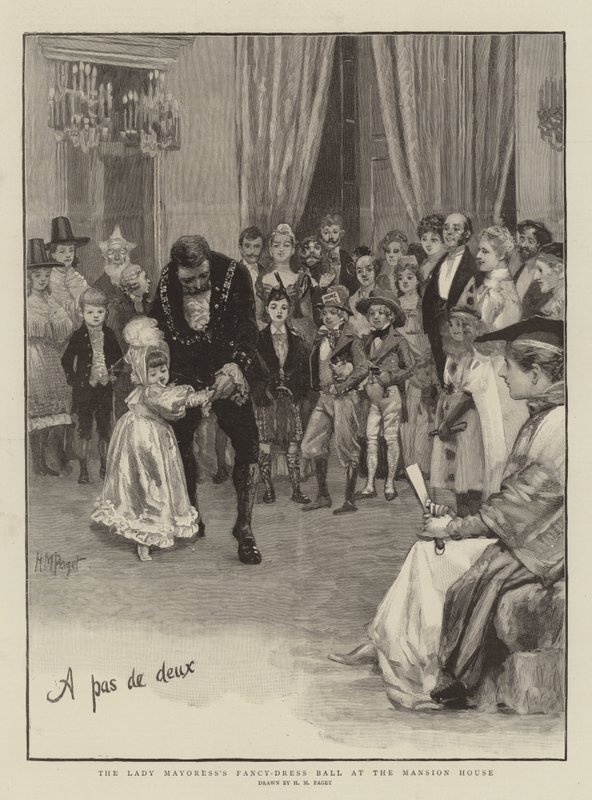Het gemaskerd bal van de Lady Mayoress in het Mansion House door Henry Marriott Paget