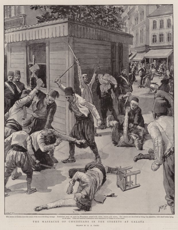 Het Bloedbad van Christenen in de Straten van Galata door Henry Marriott Paget