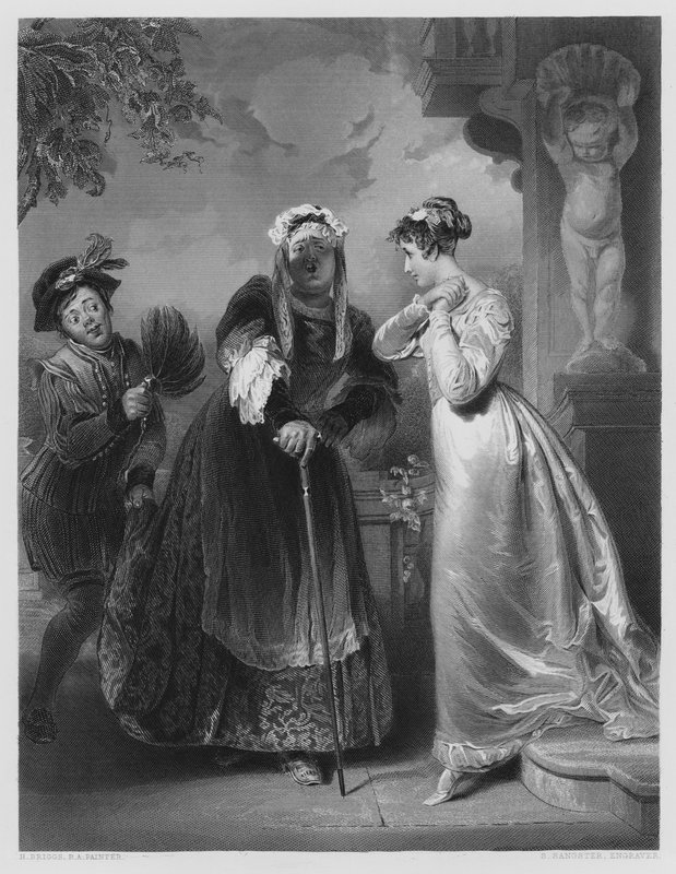 Julia en de Verpleegster, uit het schilderij in de Vernon Gallery (gravure) door Henry Perronet (after) Briggs