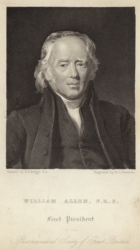 William Allen - Eerste voorzitter van de Pharmaceutical Society of Great Britain (1770-1843) (gravure) door Henry Perronet (after) Briggs