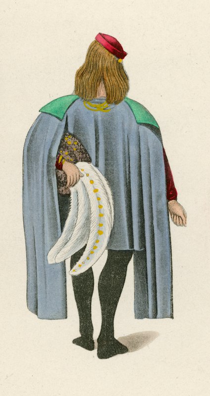 Figuur 2 uit de Roman de la Rose, c 1480, in het British Museum, Harl M S 4425 door Henry Shaw