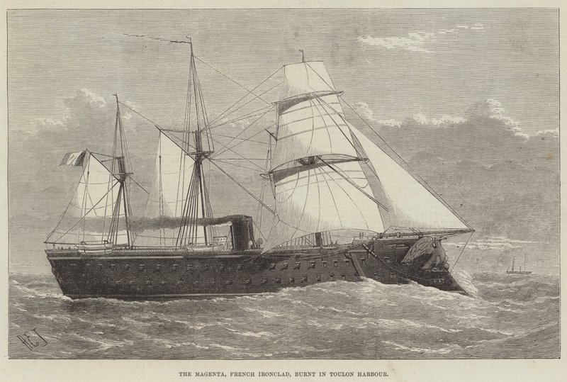 De Magenta, Frans Pantserschip, verbrand in de haven van Toulon door Henry Spernon Tozer